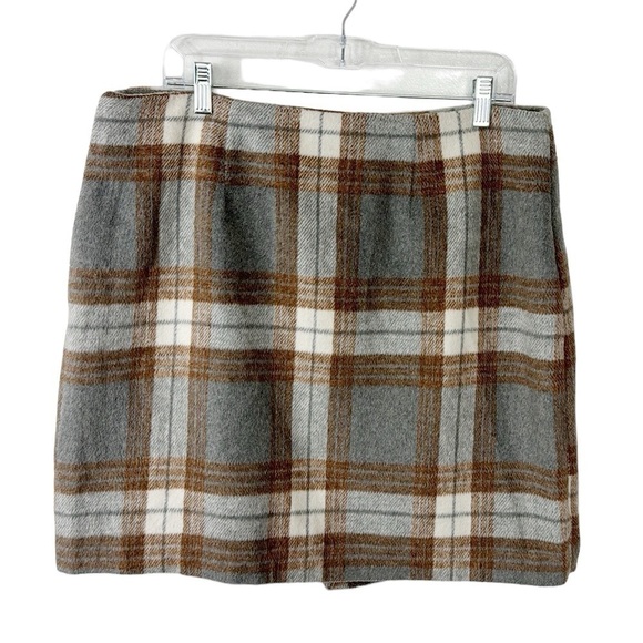 Bagatelle Collection Faux Wrap Skirt Women's L Gray Brown Textured Length 20.5" - Picture 2 of 10